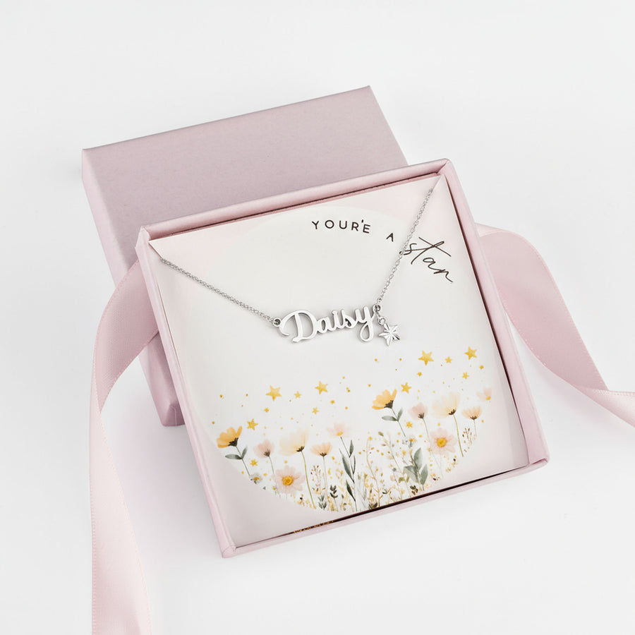 You’re A Star Kids Personalised Name Necklace & Star Charm children gift box kids