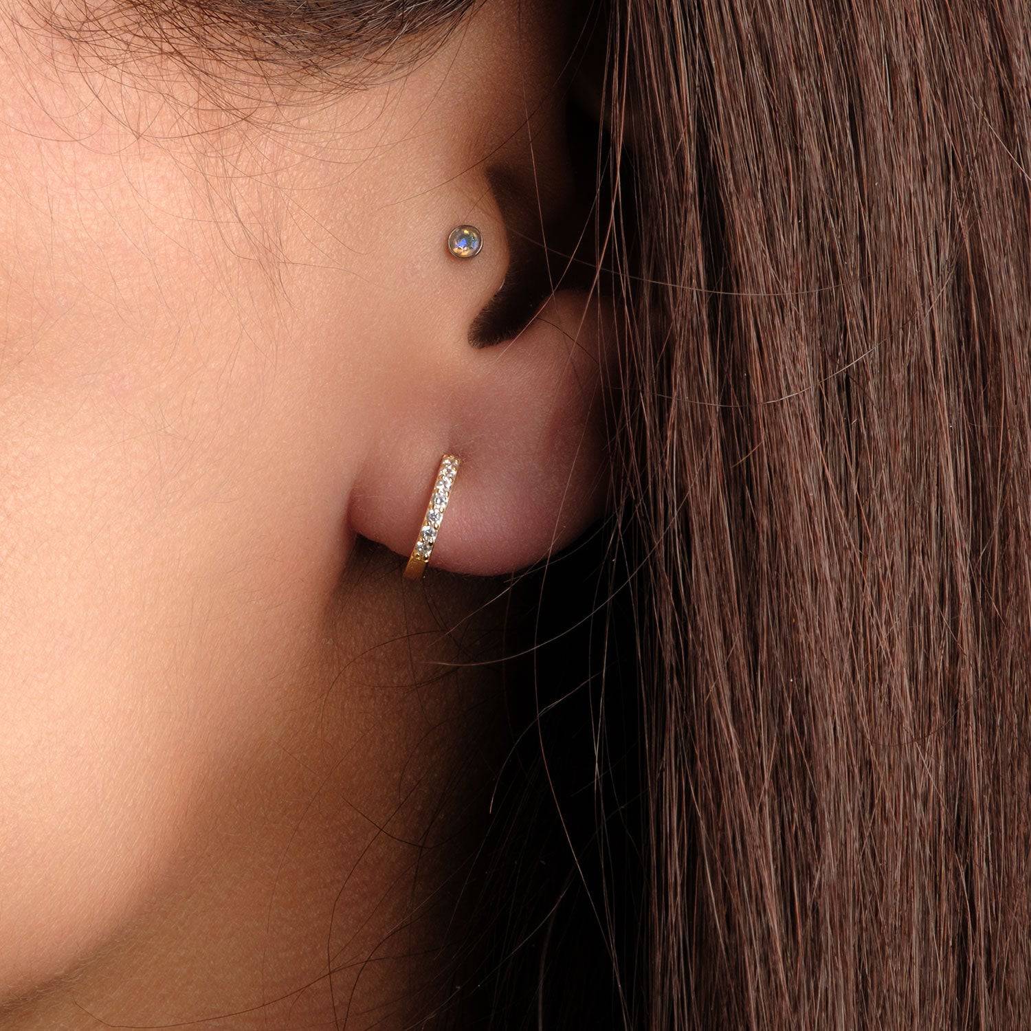 Zirconia Hinged Huggie Earrings