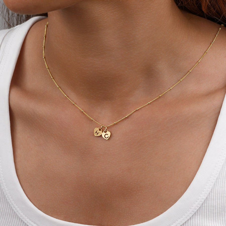 Two Heart Initial Necklace by G&M gigi Necklaces