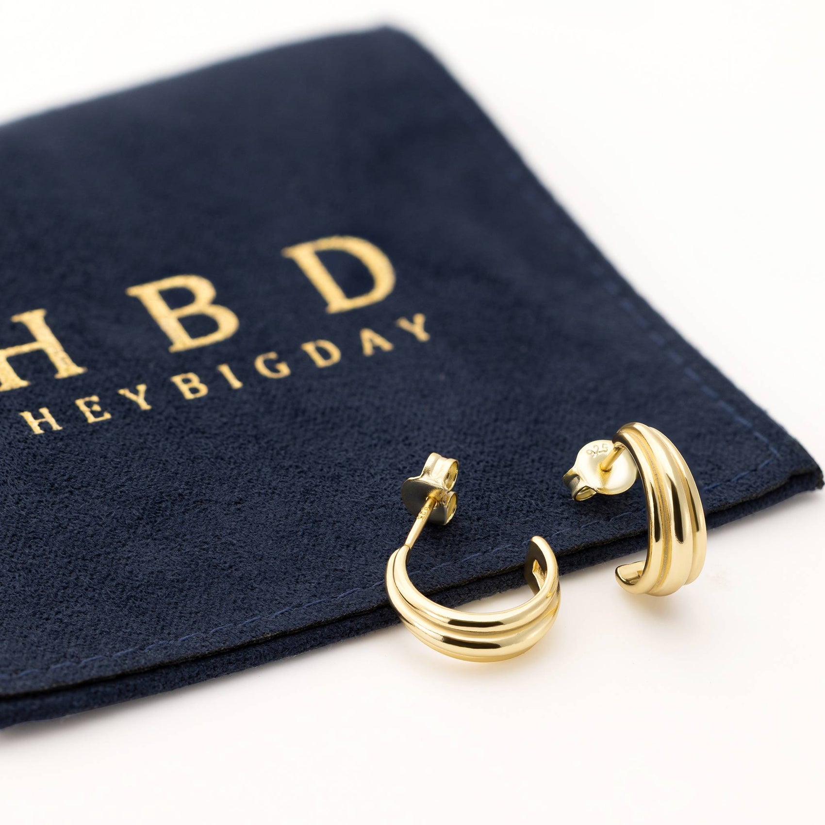 Line Trio Hoop Stud Earrings 18k gold plated Gift jewellery