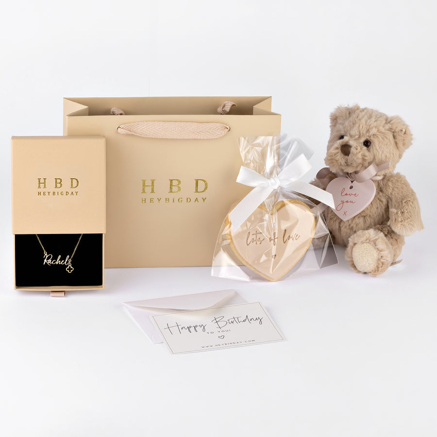 Name Necklace Gift Set 18k gold plated birthday birthday gift