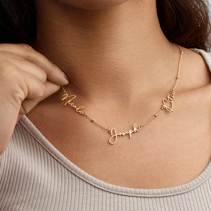 Personalised Triple Name Necklace Necklaces personalised name three name