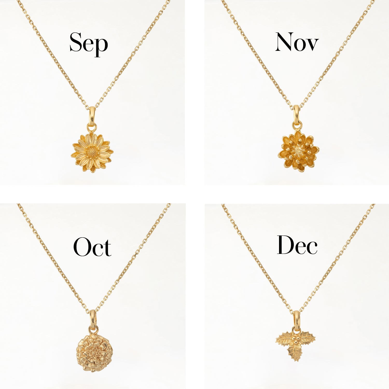 Birth Flower Necklace (Gold) 18k gold plated birth flower birthday