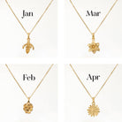 Birth Flower Necklace (Gold) 18k gold plated birth flower birthday