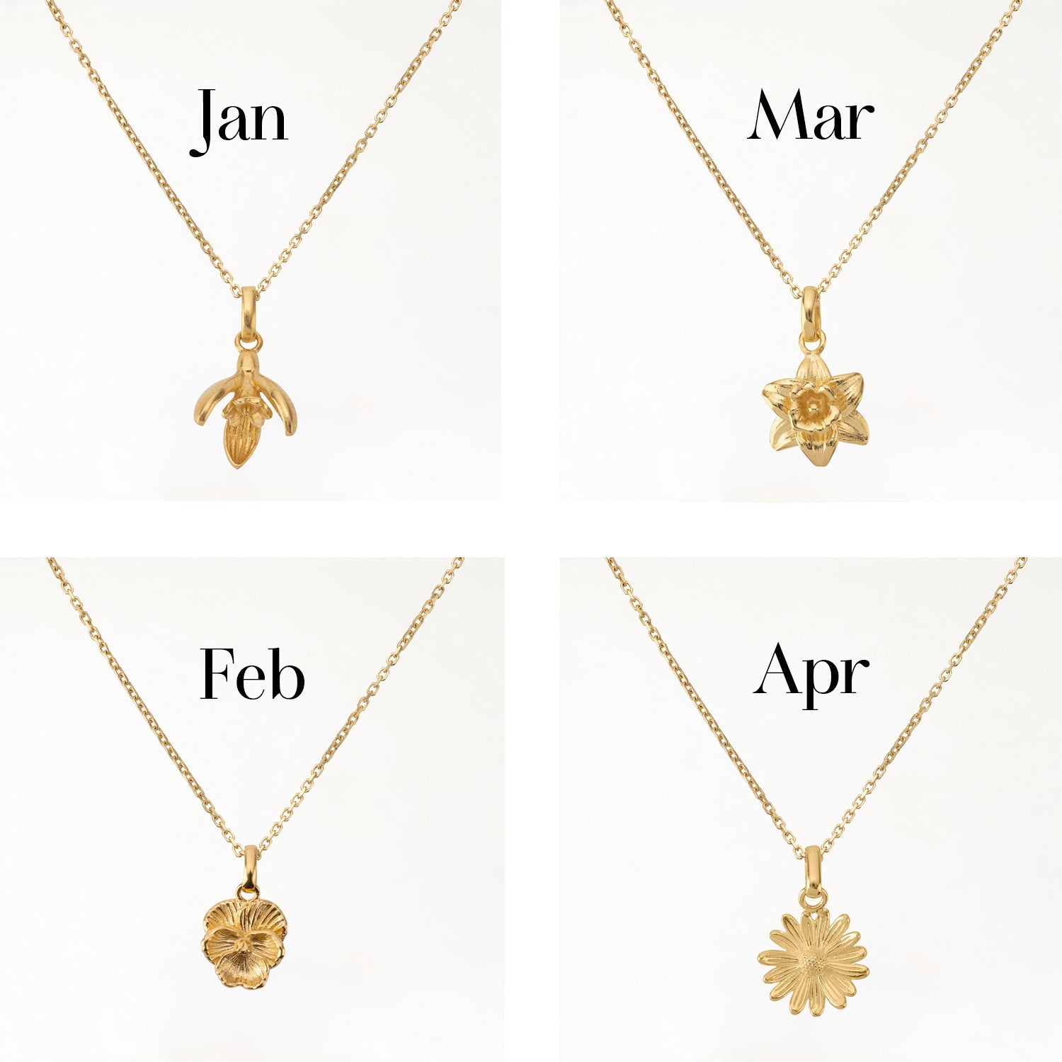 Birth Flower Necklace (Gold) 18k gold plated birth flower birthday