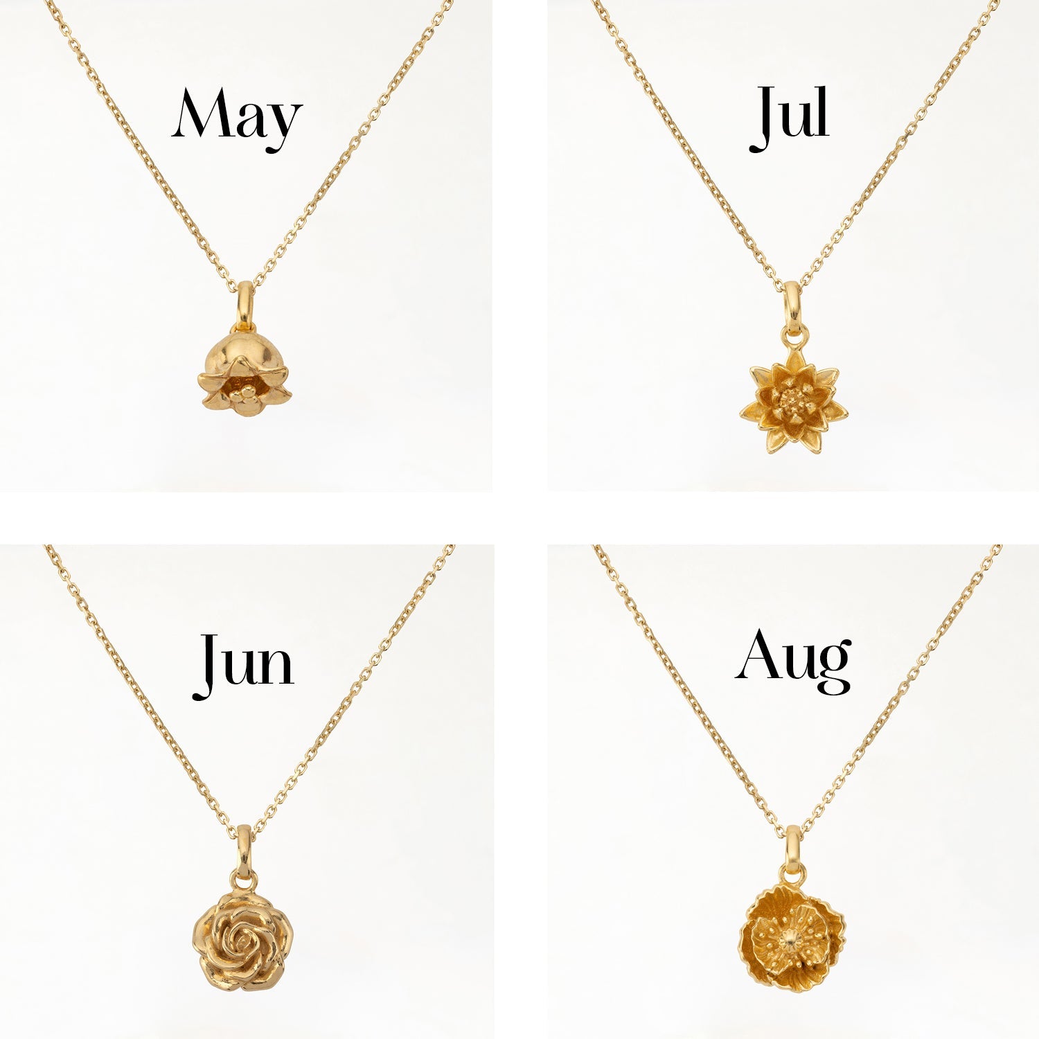 Birth Flower Necklace (Gold) 18k gold plated birth flower birthday