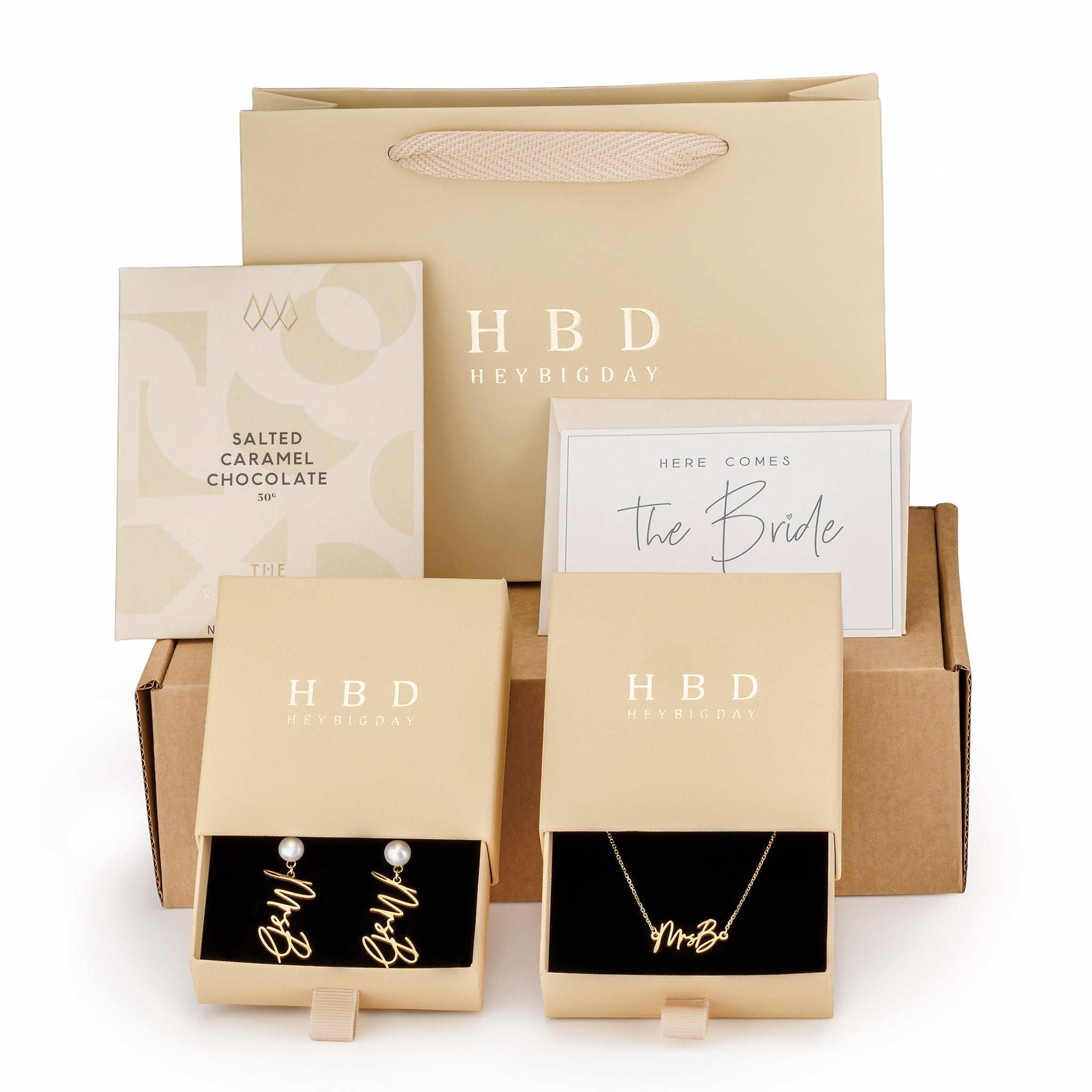 Bride To Be 3 Piece Gift Box 18k gold plated earrings Gift
