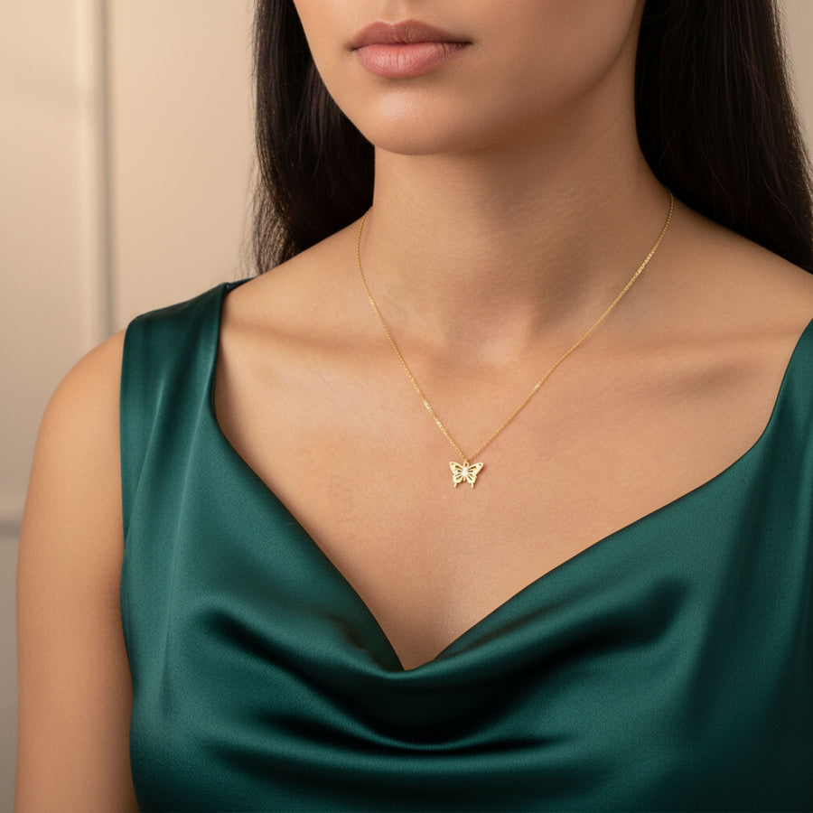 Butterfly Pendant Necklace 18k gold plated butterfly gold