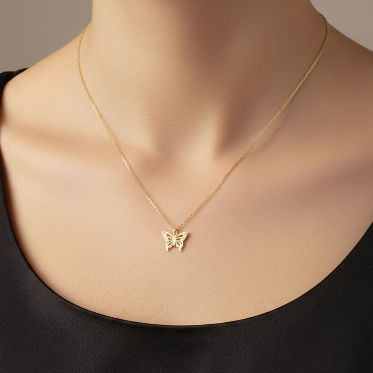 Butterfly Pendant Necklace 18k gold plated butterfly gold