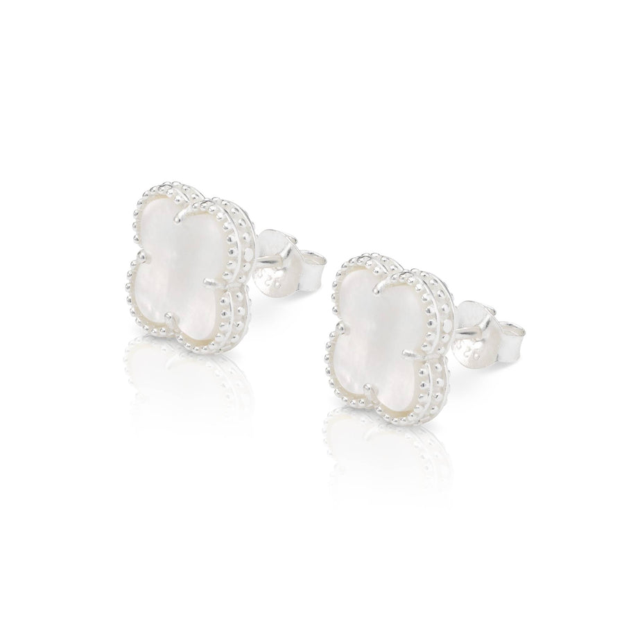 Mother of Pearl Quatrefoil Stud Earrings pearl pearl earrings stud