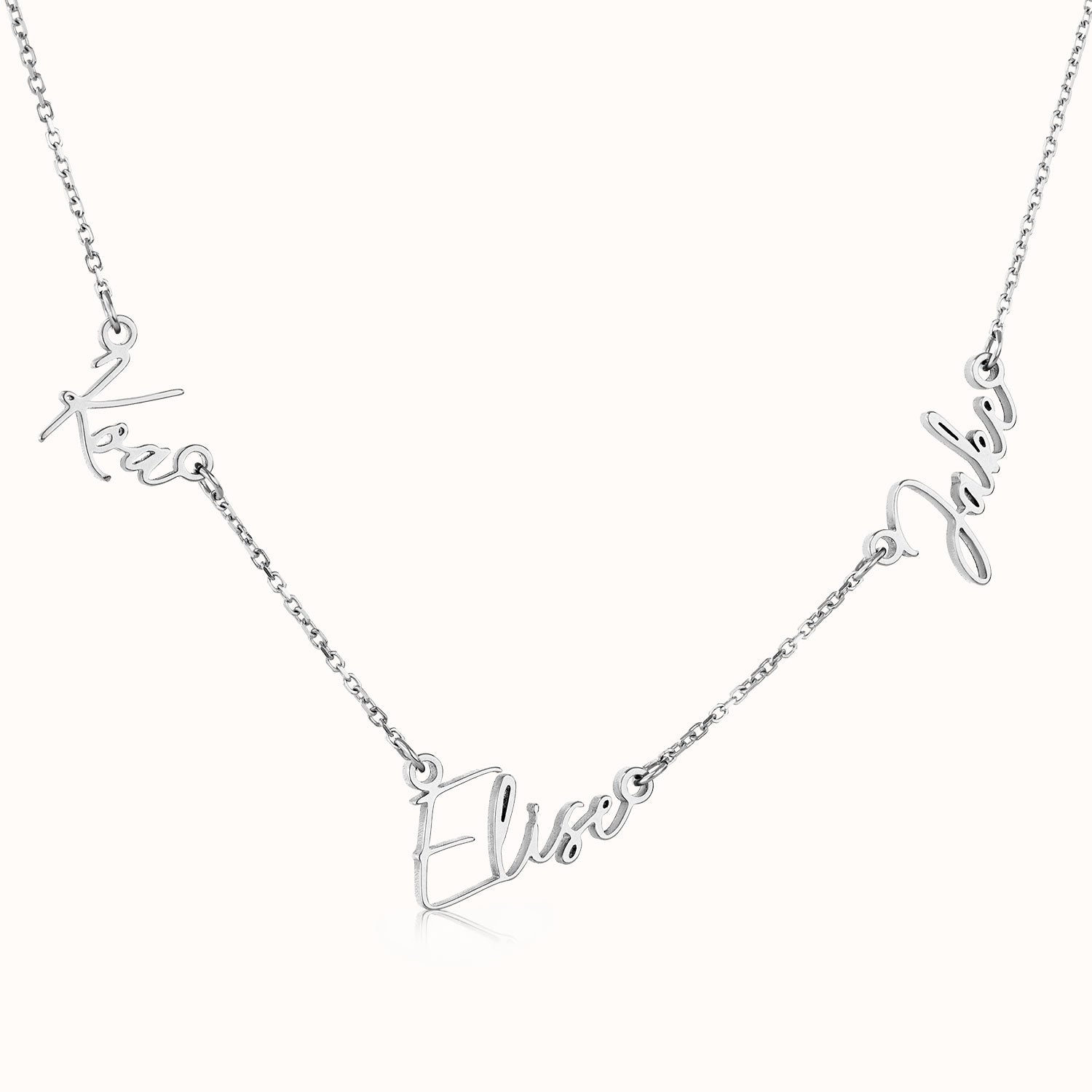 Personalised Triple Name Necklace personalised name three name triple