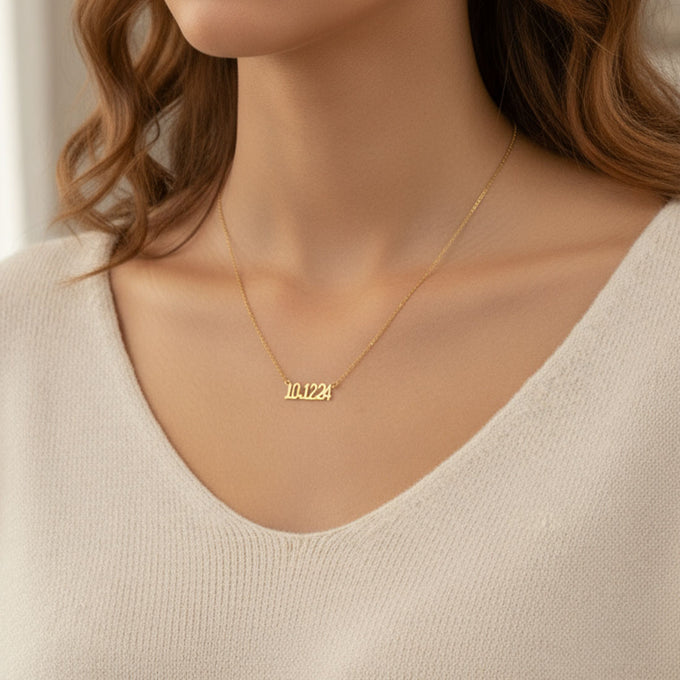 Personalised Date of Birth Necklace 18k gold plated birthday birthday gift