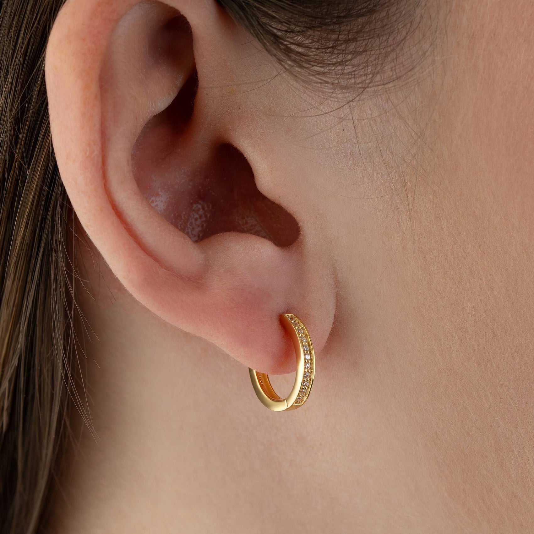 Zirconia Huggie Hoop Earrings 18k gold plated Gift jewellery