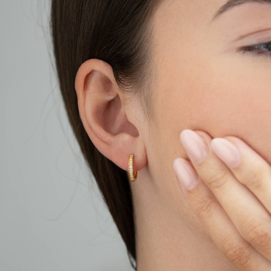 Zirconia Huggie Hoop Earrings 18k gold plated Gift jewellery