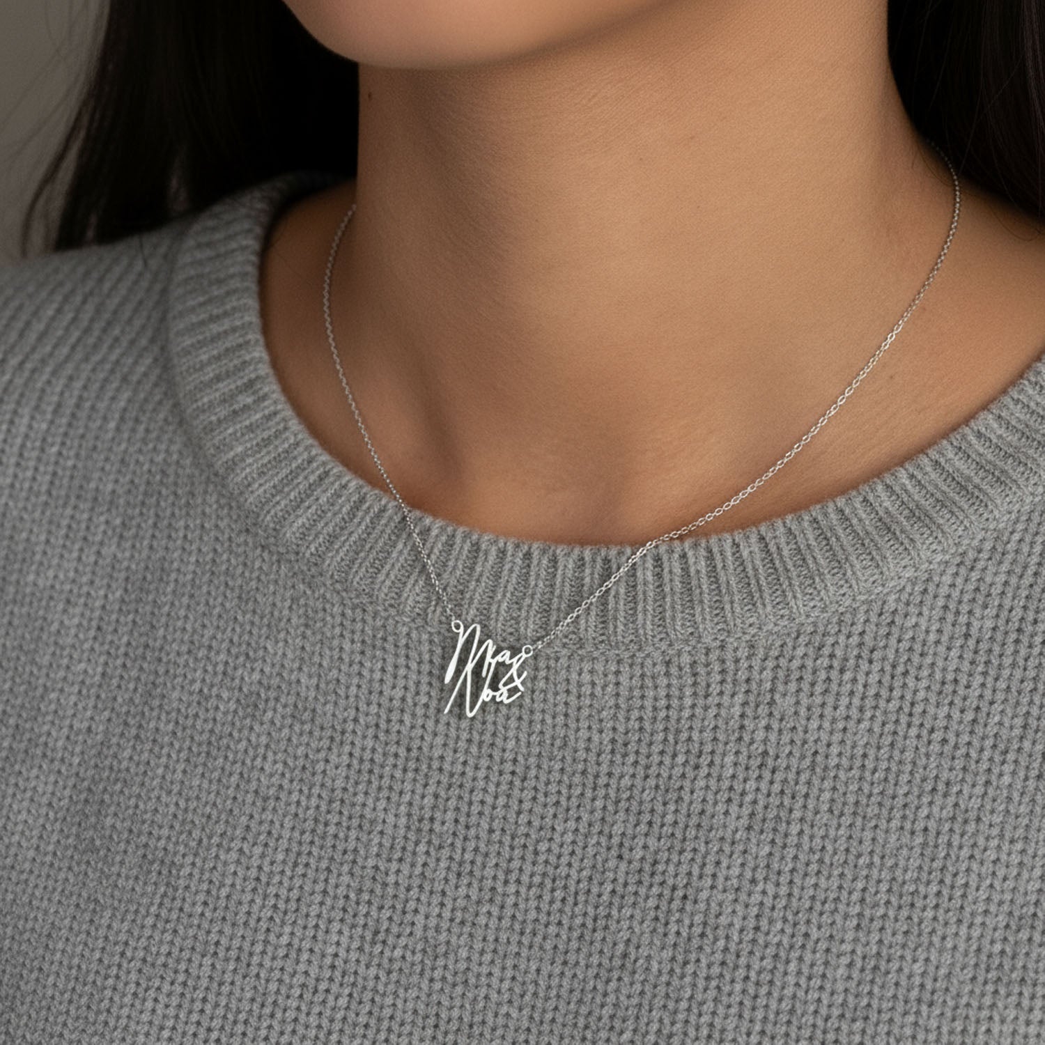 Personalised Double Name Necklace 18k gold plated birthday double name chain