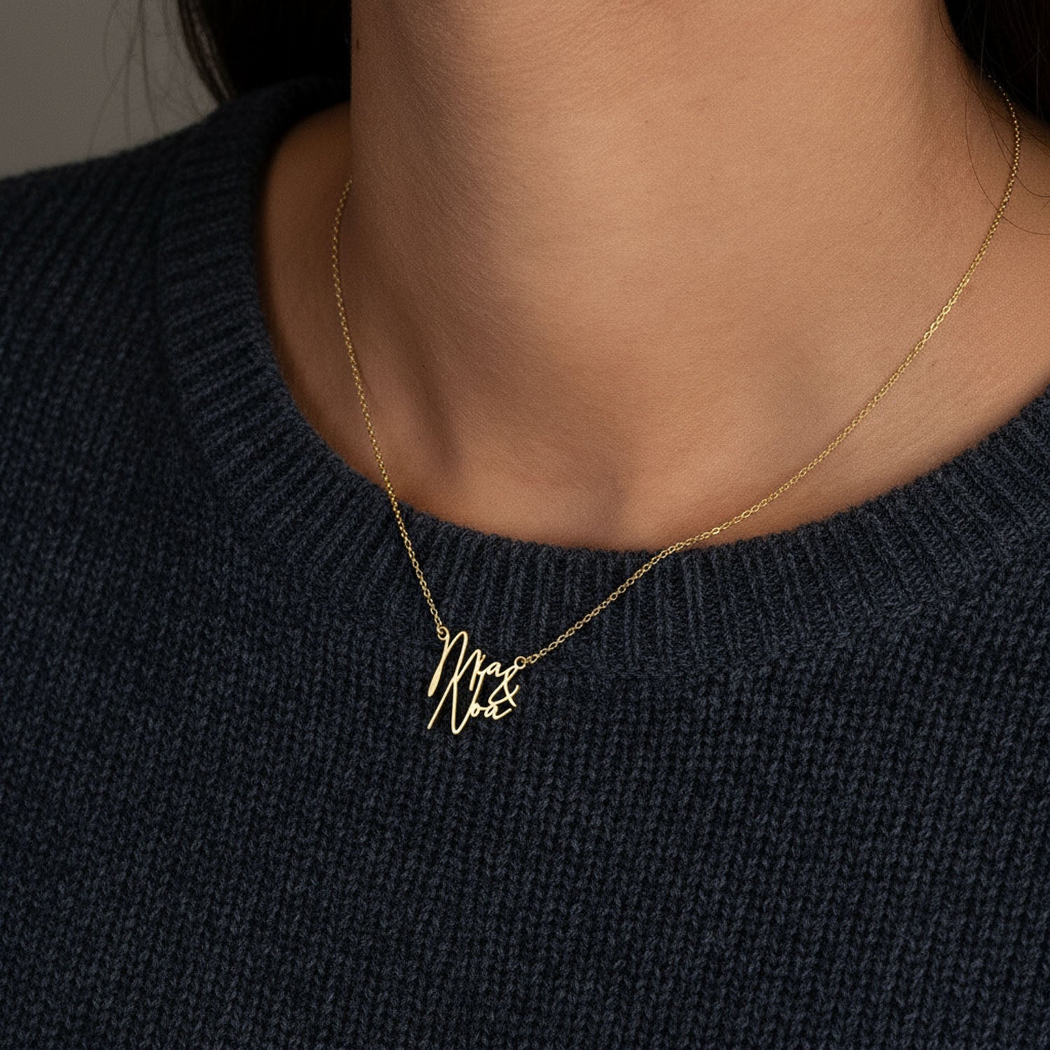 Personalised Double Name Necklace 18k gold plated birthday double name chain