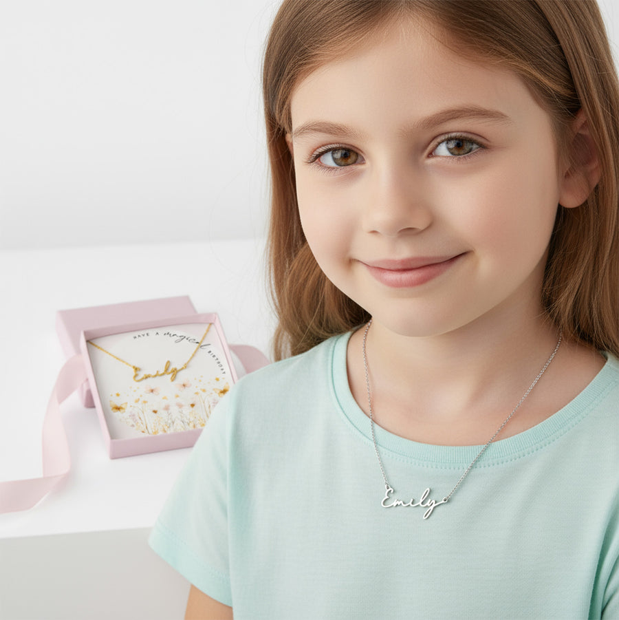 Kids Magical Birthday Name Necklace children gift box kids