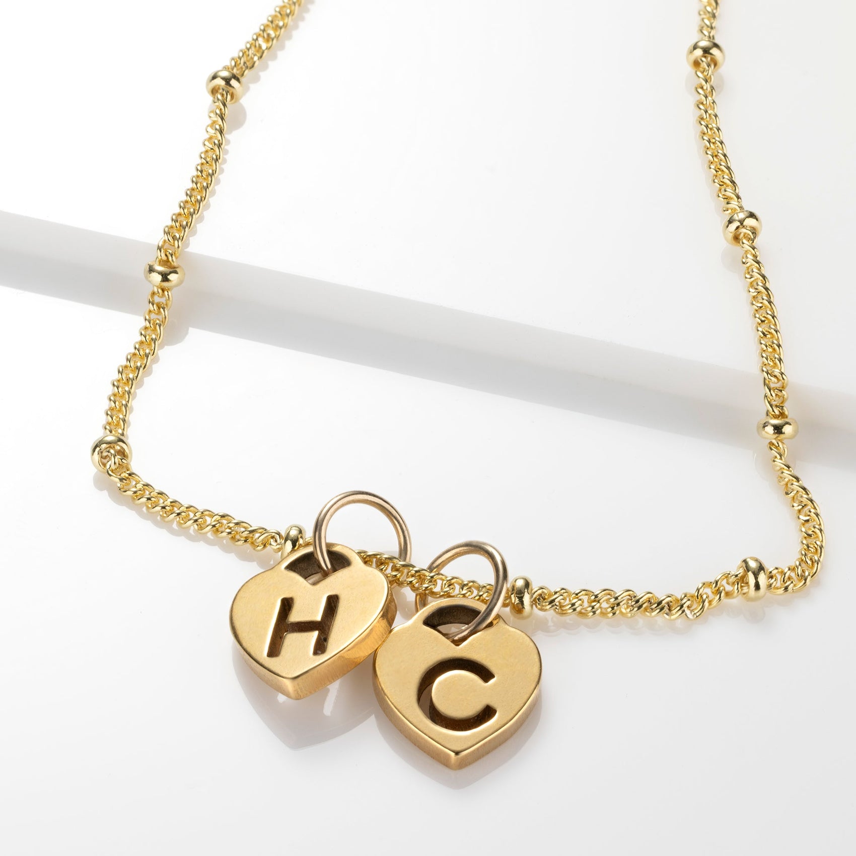 Two Heart Initial Necklace by G&M gigi Necklaces