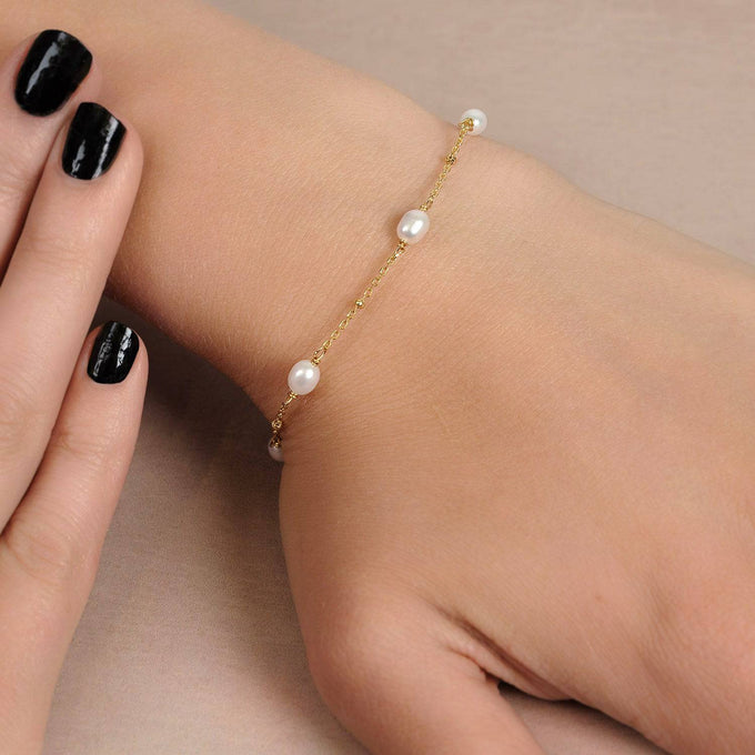 Freshwater Pearl Beaded Bracelet 18k gold plated bracelet gold