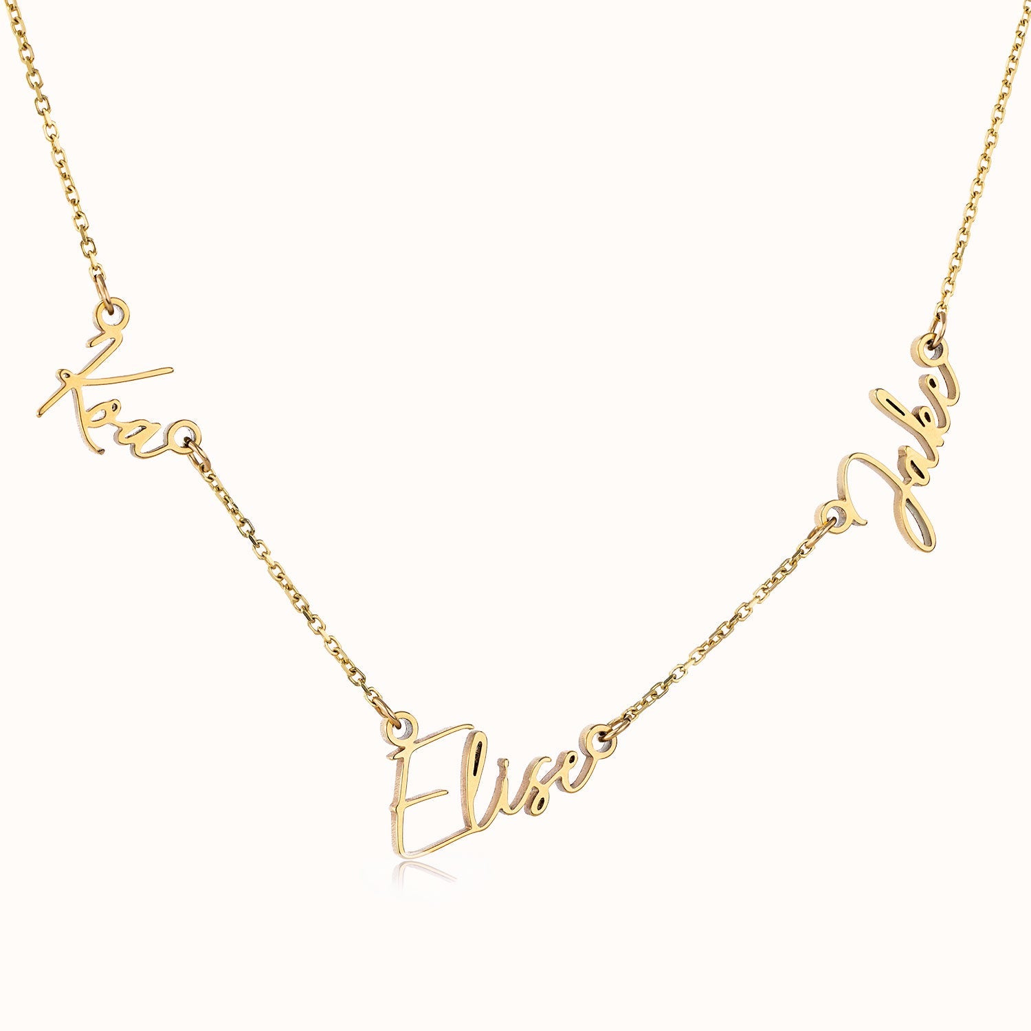 Personalised Triple Name Necklace personalised name three name triple