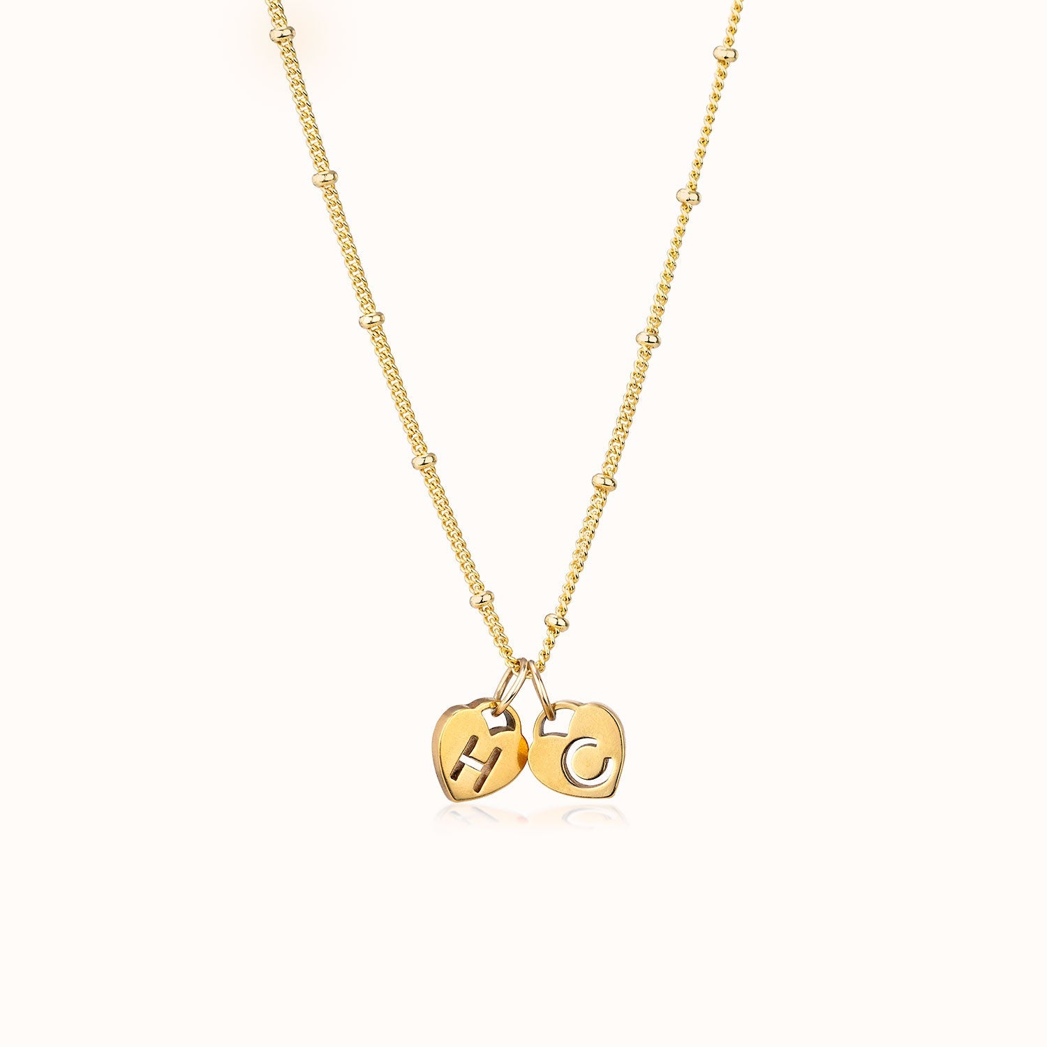 Two Heart Initial Necklace by G&M gigi Necklaces