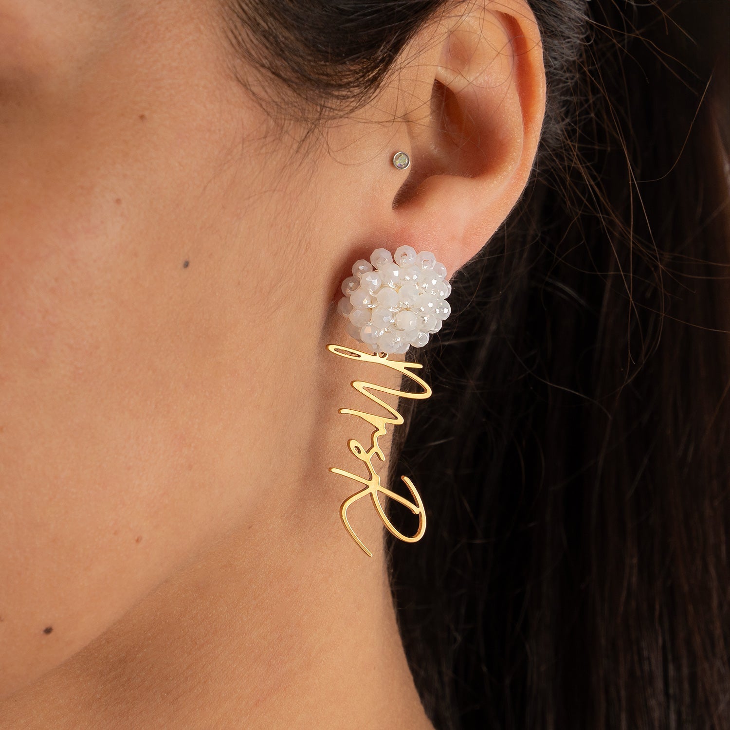 Gold Personalised 'Mrs' Earrings