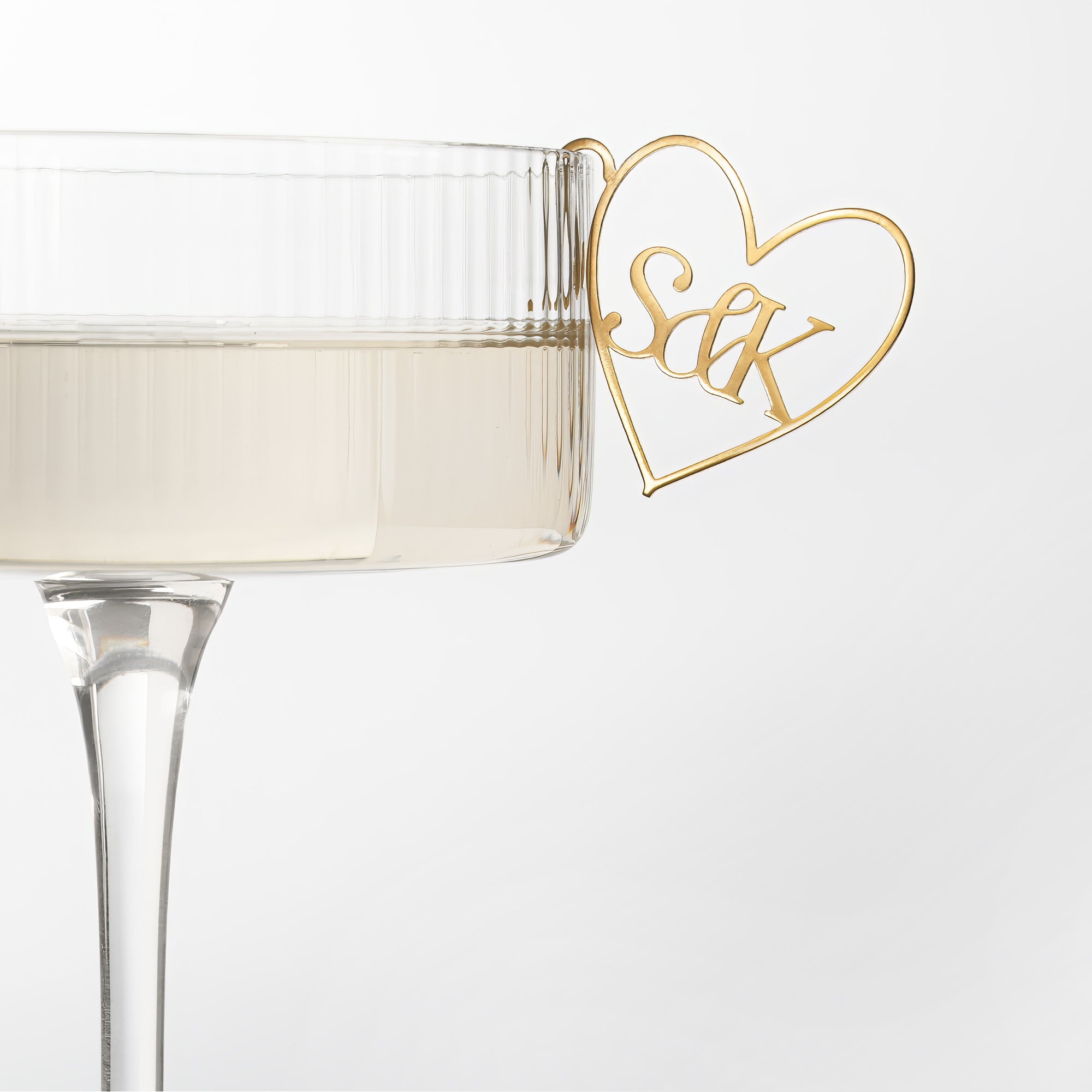 Gold Plated Personalised Heart Initials Glass Charm