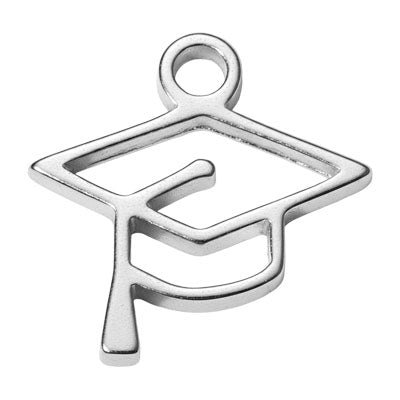 Silver Graduation Cap Symbol Charm addon