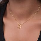 Hanging Scalloped Edge Heart Necklace Gift gold heart