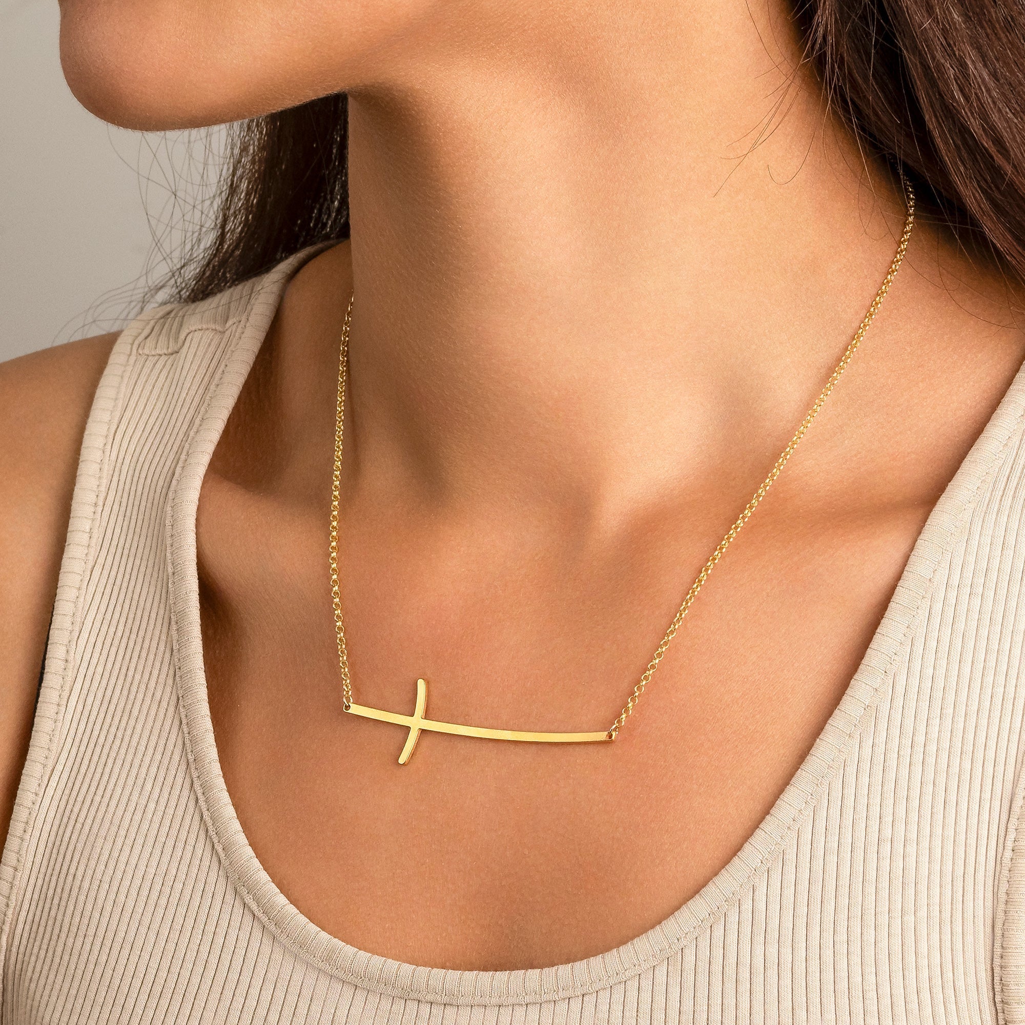 Horizontal Cross Necklace chain cross cross necklace
