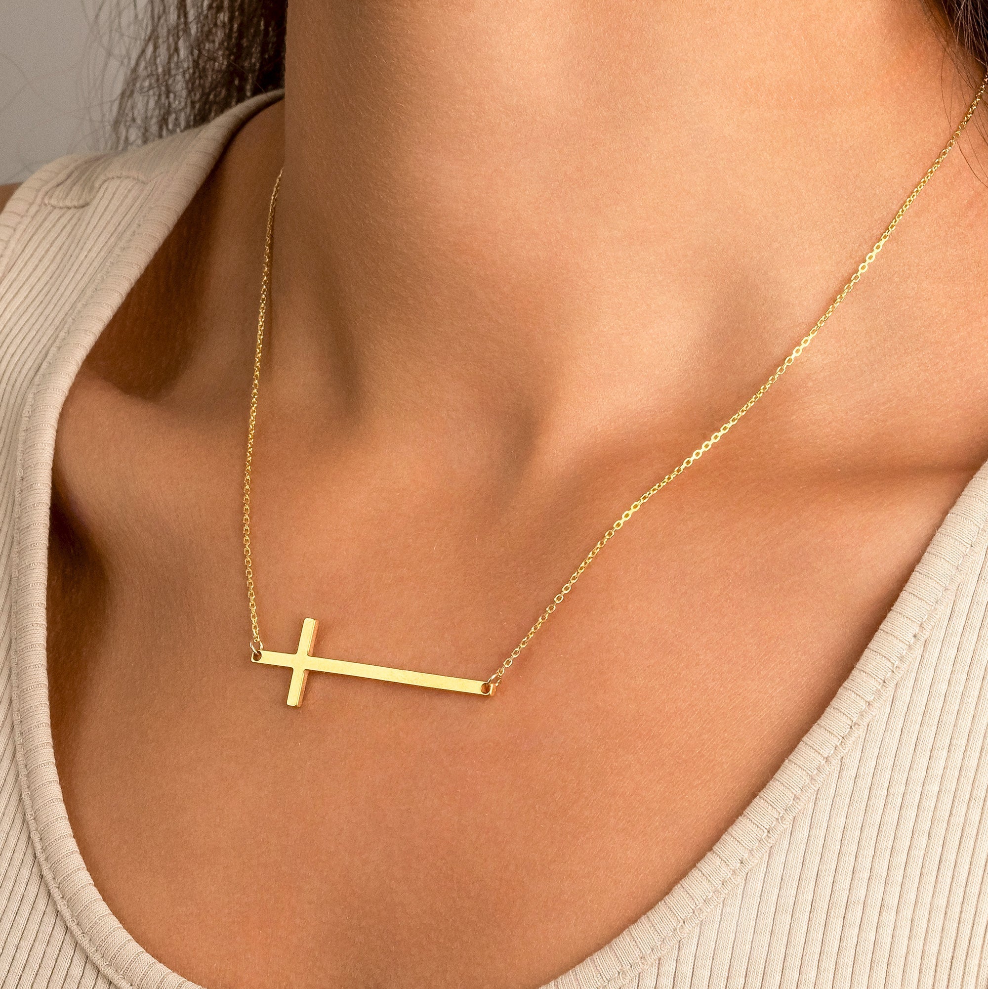 Horizontal Cross Necklace chain cross cross necklace