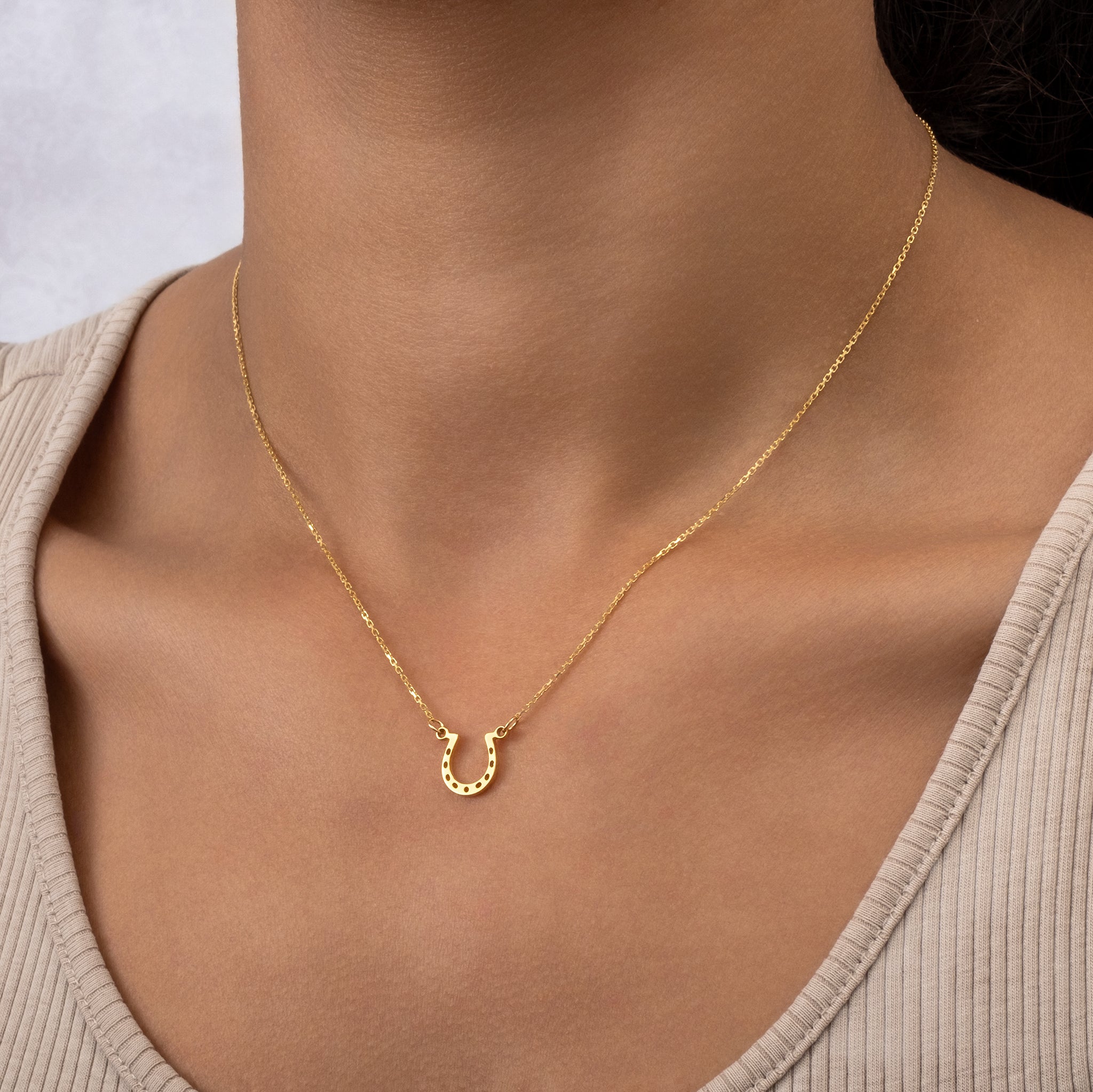 Horseshoe Pendant Necklace 18k gold plated Gift gold
