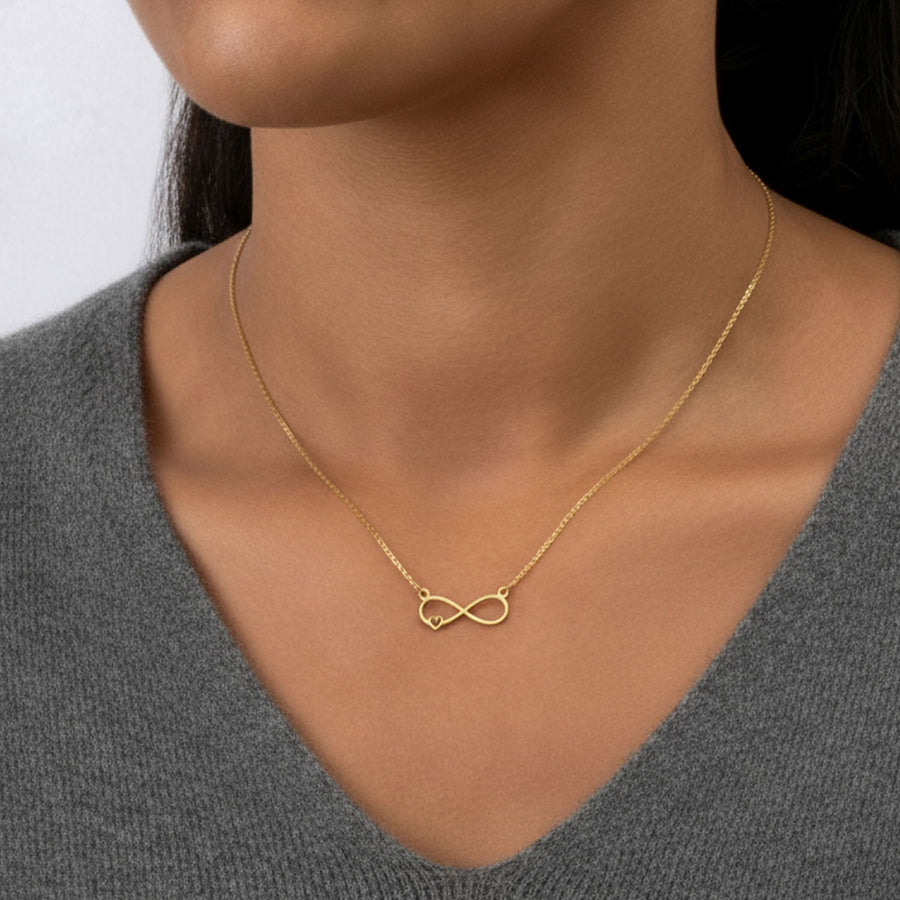 Infinity & Heart Necklace 18k gold plated Gift gold