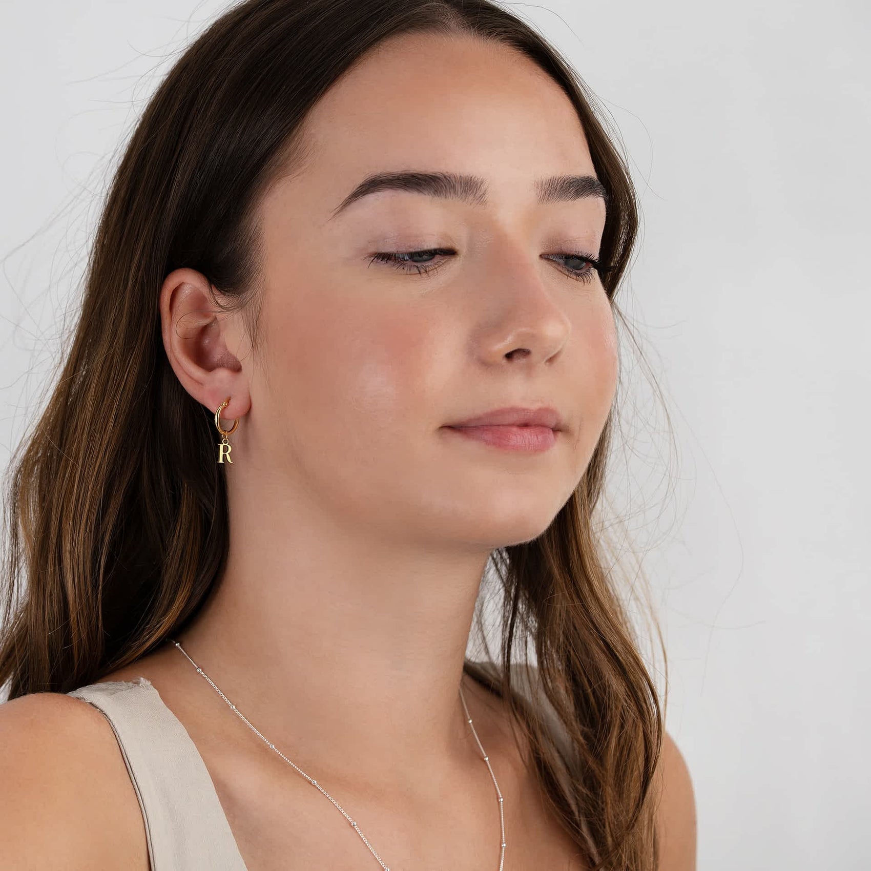 Initial Letter Drop Earrings 18k gold plated earrings Gift