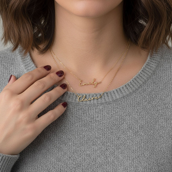Layered Set of 2 Personalised Name Necklaces