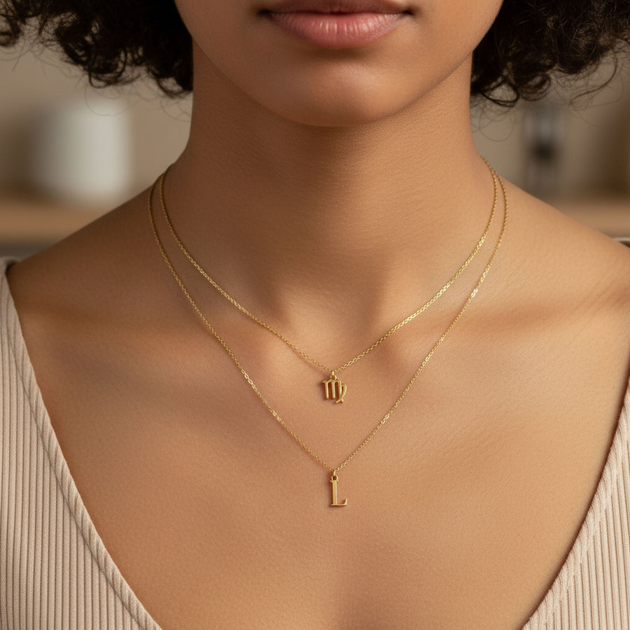 Layered Set of Star Sign & Initial Necklaces