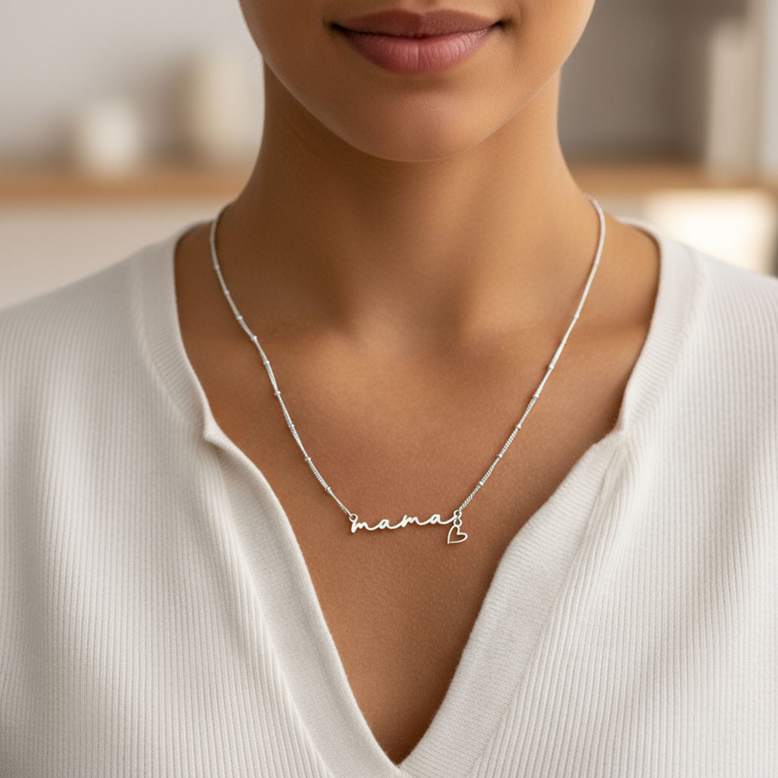 Mama Necklace & Heart Charm 18k gold plated Gift gold