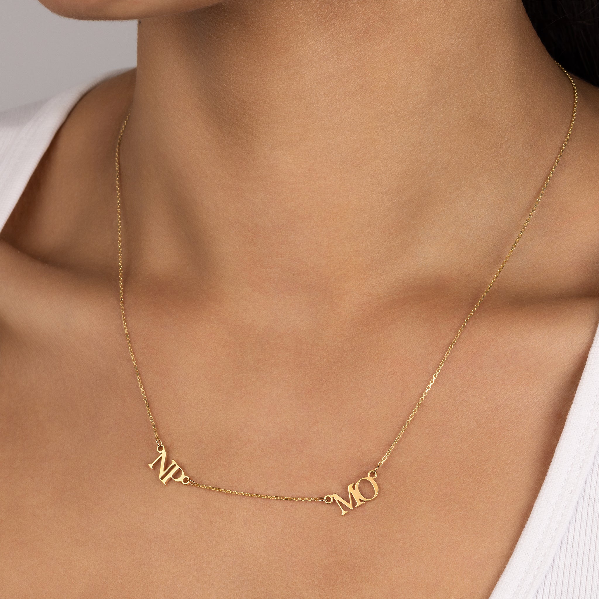 Multiple Double Initial Necklace 18k gold plated jewellery personalised