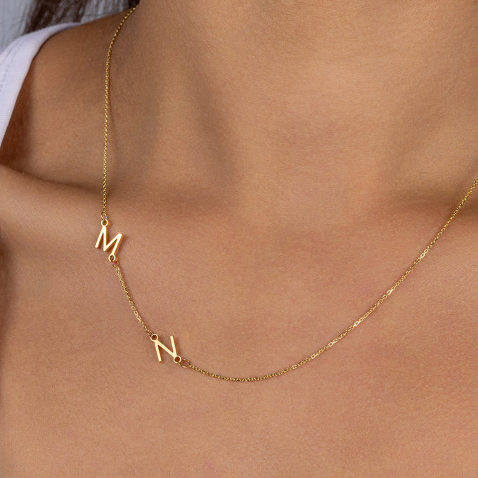 Multiple Sideways Initial Necklace