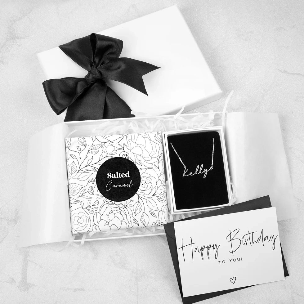 Name Necklace Birthday 2 Piece Gift Set 18k gold plated birthday birthday gift