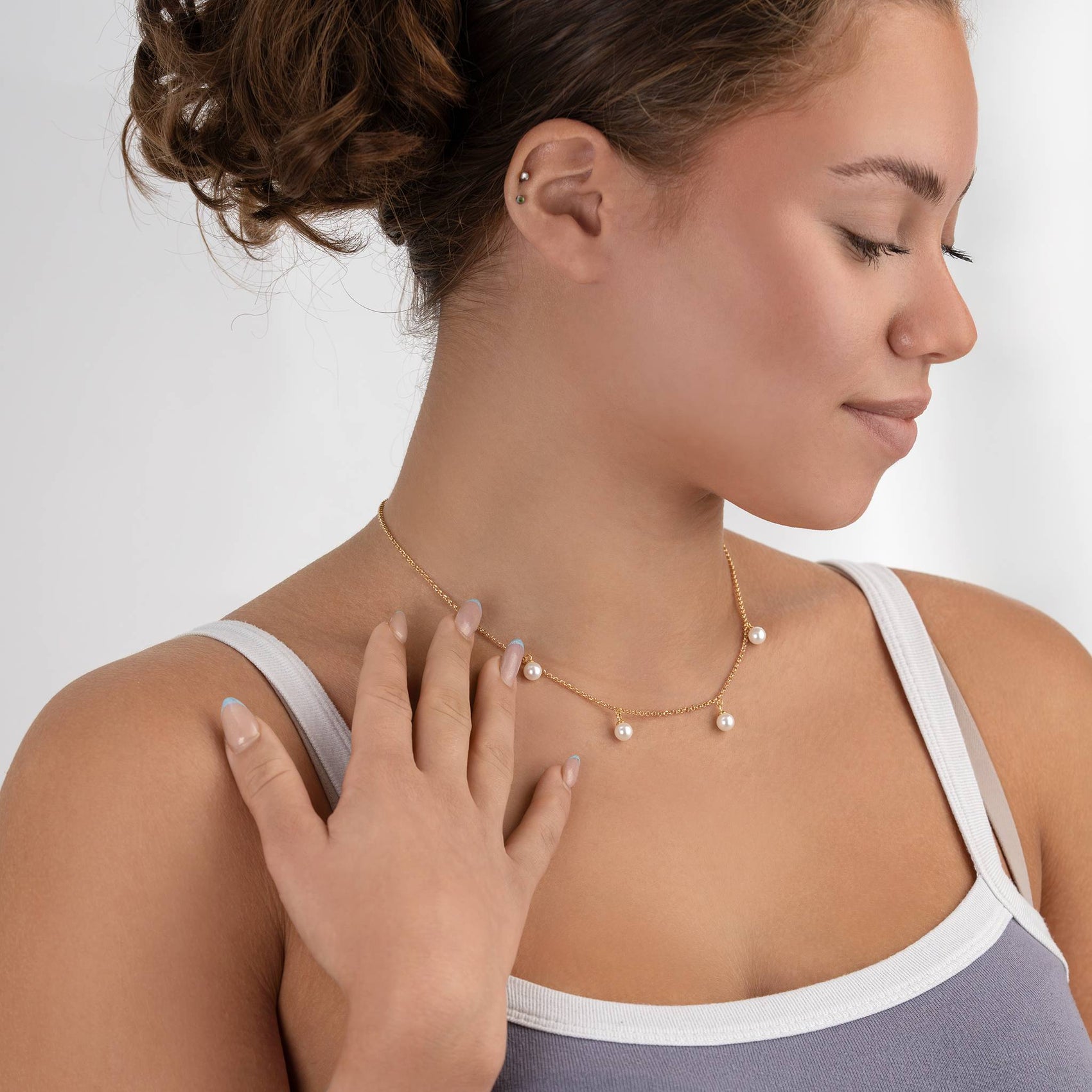 Freshwater Quad Pearl Drop Necklace pearl pearl necklace