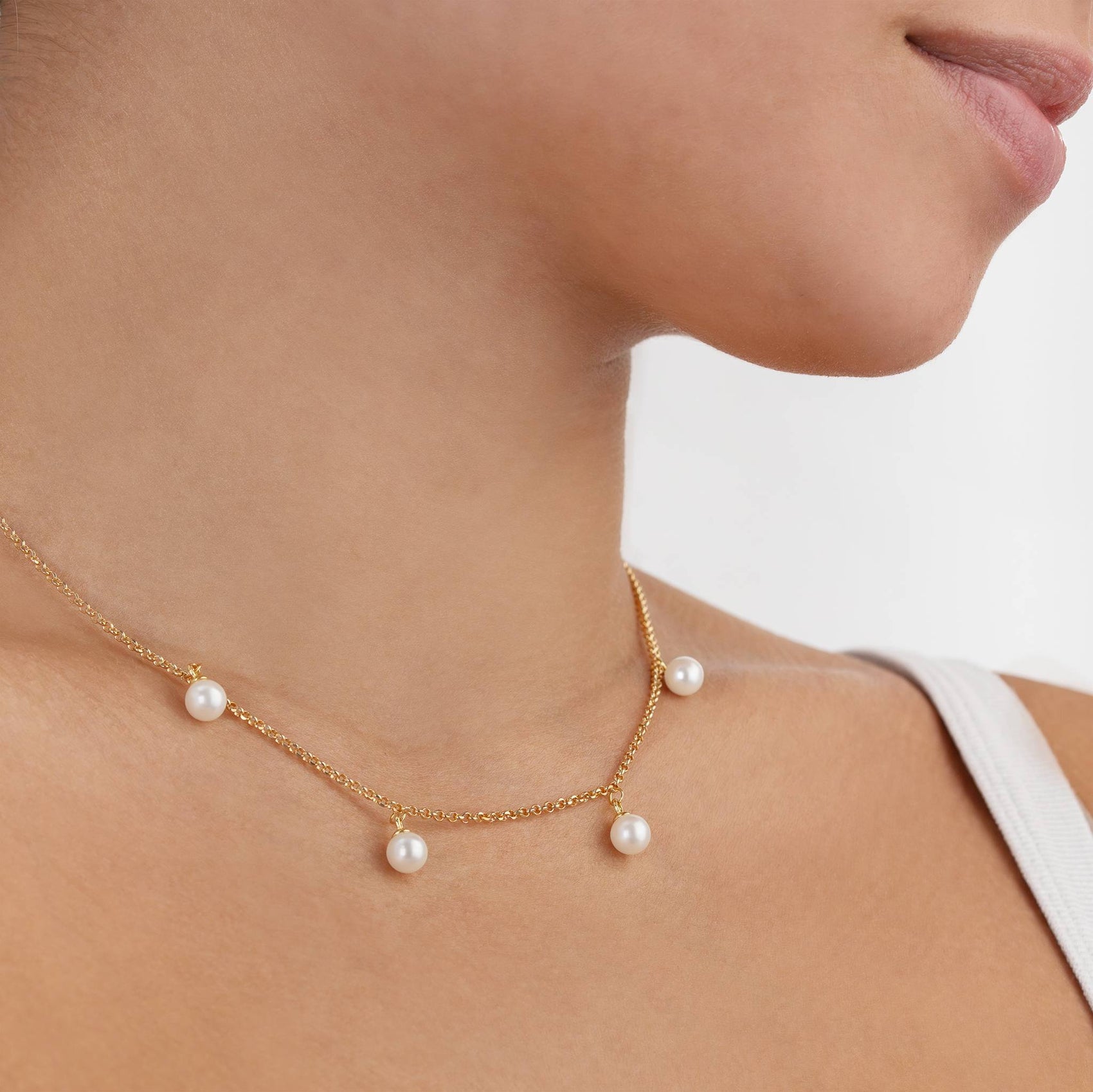 Freshwater Quad Pearl Drop Necklace pearl pearl necklace