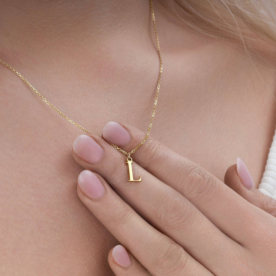 Single Initial Necklace 18k gold plated Gift gold