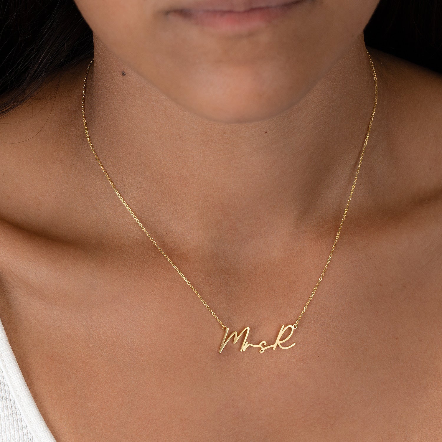 Personalised Mrs Necklace 18k gold plated bride jewellery custom jewellery