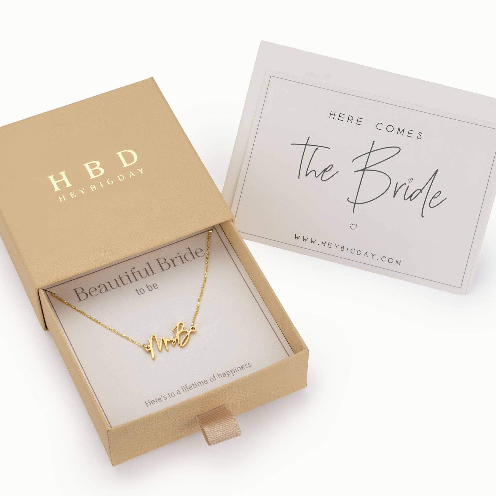 Personalised Mrs Necklace with Card Gift Set