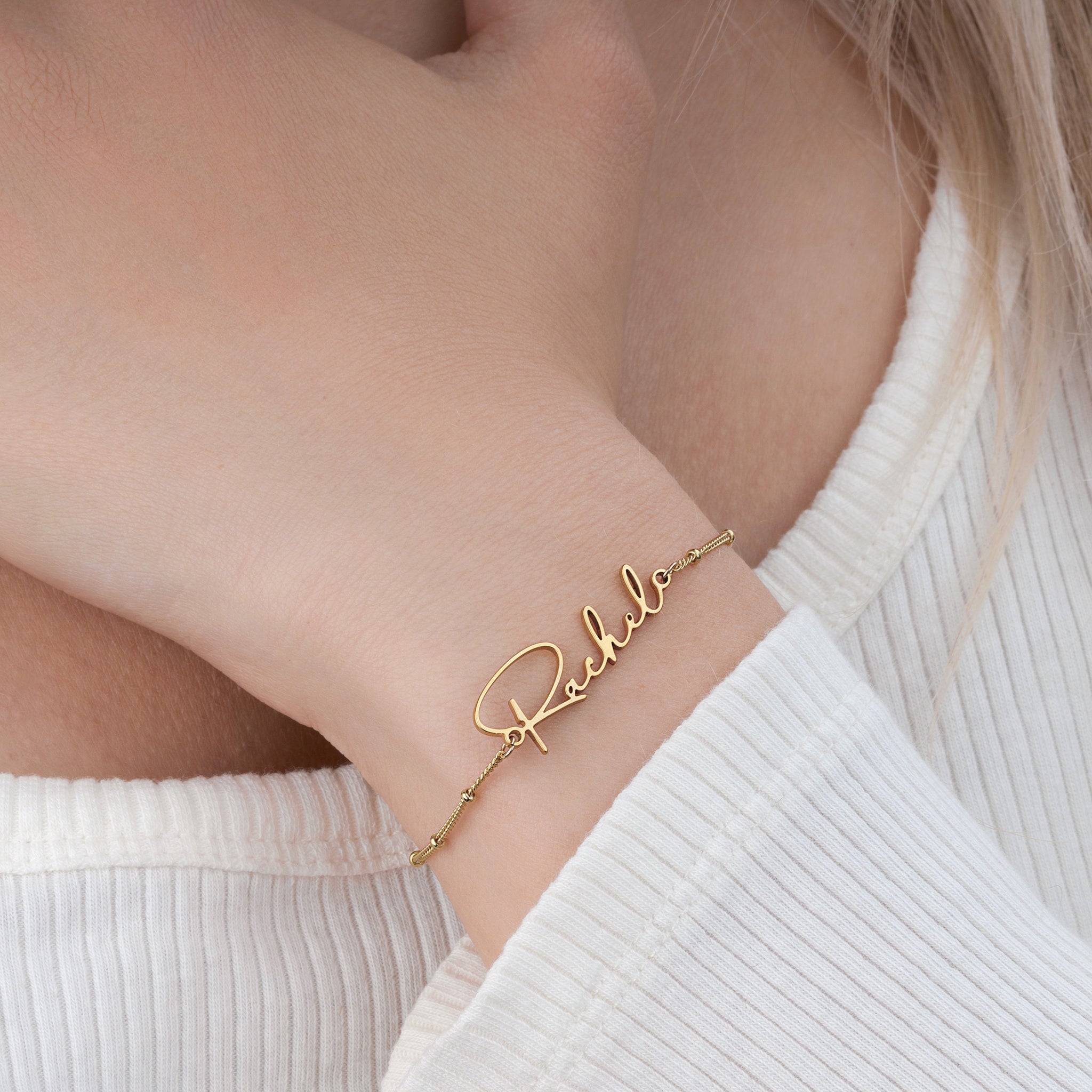 Personalised Name Bracelet 18k gold plated jewellery personalised