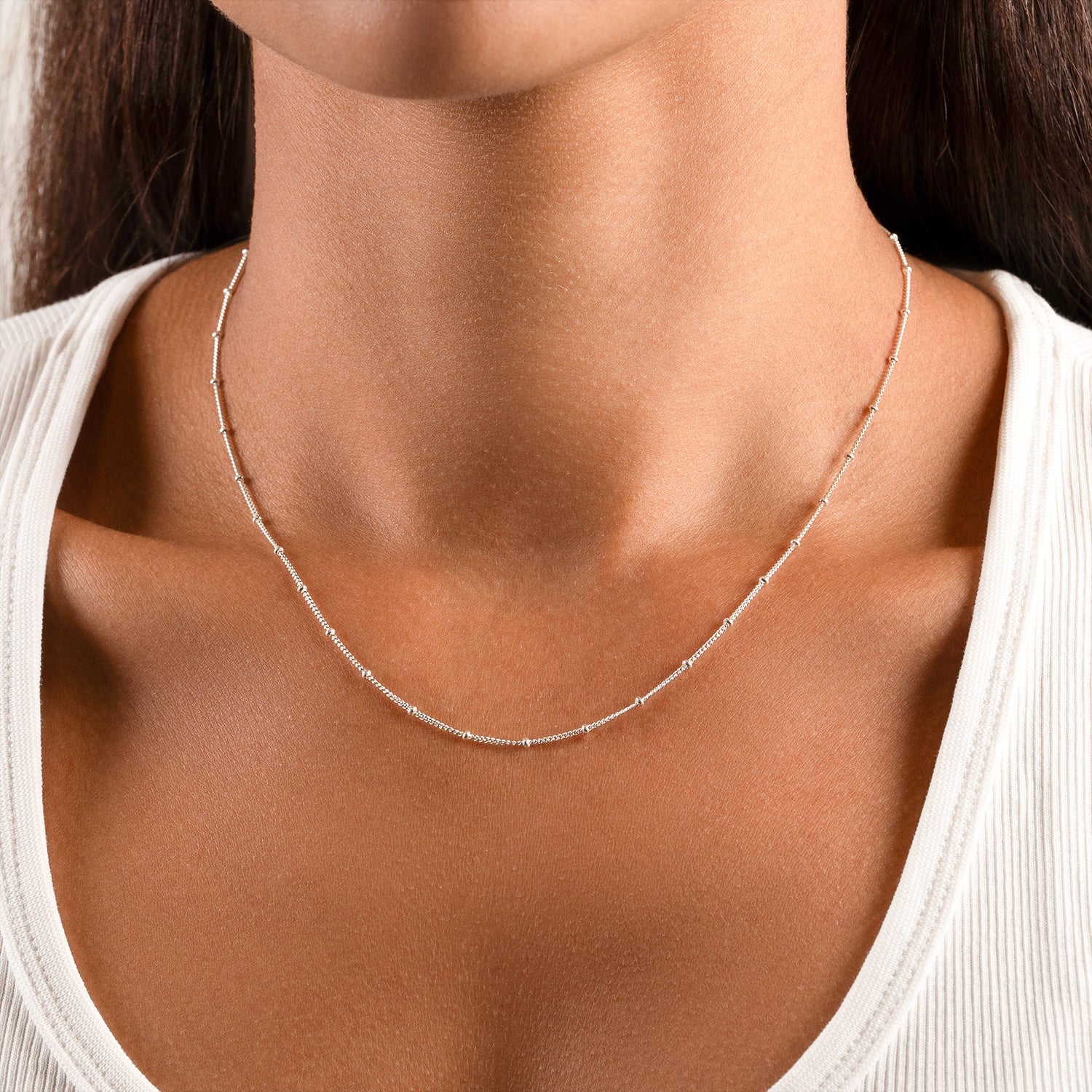 Satellite Ball Curb Plain Necklace 18k gold plated gold gold chain