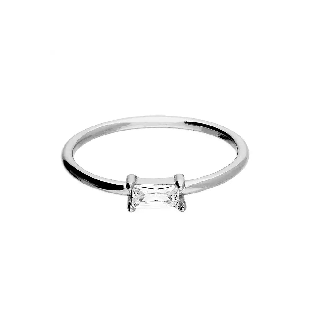 Silver Cubic Zirconia Baguette Ring ring