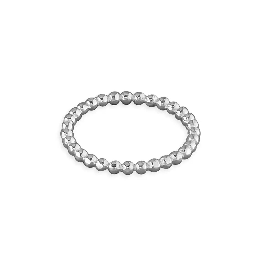 Silver Thin Beaded Ring ring