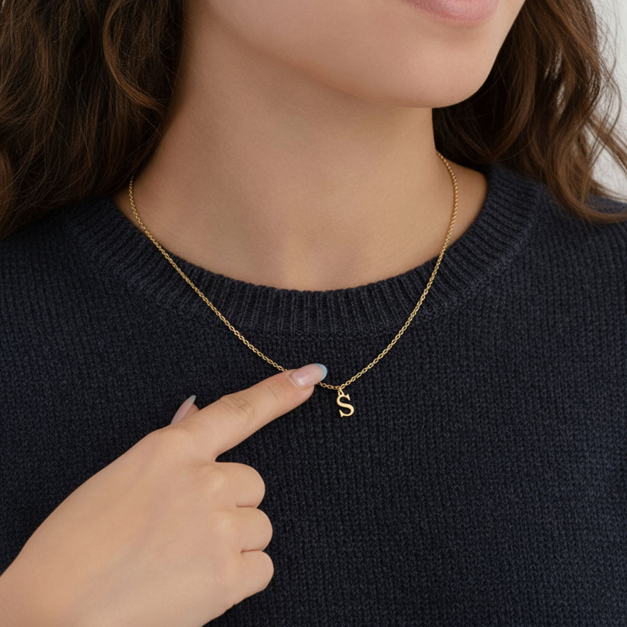 Single Initial Necklace 18k gold plated Gift gold